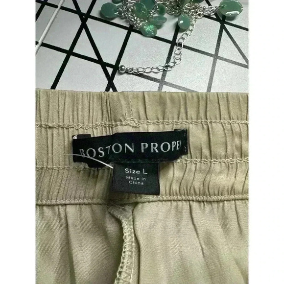 NEW Boston Proper Women’s Large Wide Leg Flowy High Rise Beige Ankle Pants NWT - Picture 8 of 11